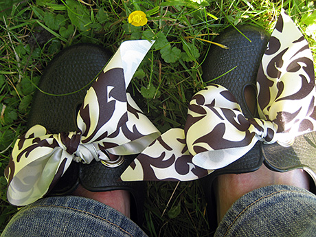 my fun garden shoes in the grass